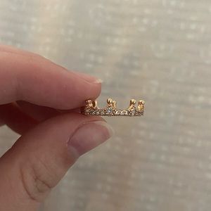 Rose Gold Pandora Clear Sparkling Crown Ring
